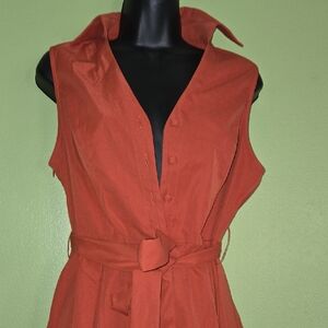 Elegant Rust Sleeveless Dress